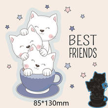 Metal steel Cutting Dies New lovely cat DIY Scrapbooking Photo Album Embossing paper Cards  85*130mm 2024 - buy cheap