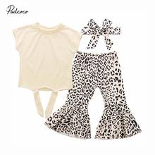 2019 Baby Summer Clothing Newborn Toddler Kid Baby Girl Clothes Crop Tops+Leopard Long Flare Pants+Headband Girl 3pcs Outfits 2024 - buy cheap