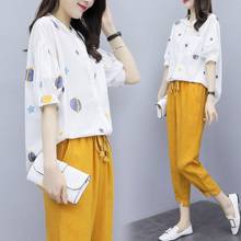 2022 Summer Clothes for Women Two-piece Set Fashion Irregular Printing Shirt Top and Trousers Office Lady Pant Suits Femme Y727 2024 - buy cheap