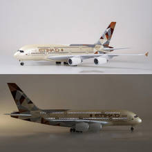 1/160 Scale 50.5CM Airline Airbus A380 ETIHAD Airplane Model W Light and Wheel Diecast Plastic Resin Plane For Collection 2024 - buy cheap