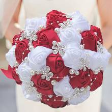 WifeLai-A Black Ivory Silk Artificial Flower Bridal Bouquets Crystal Pearls Bridesmaid Bridal Wedding Bouquets Color Choose W224 2024 - buy cheap