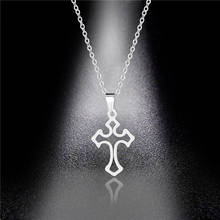 Punk Hollowe Cross Stainless Steel Silver Color Necklace Pendant Girl Hip Hop Choker Chain Necklaces Jewelry for Women 2024 - buy cheap