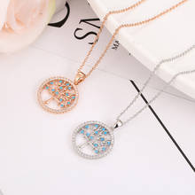 Small Round Tree of Life Pendant Necklace For Women Gold Silvery Chain Charm White Blue CZ Zircon Choker Necklace Party Jewelry 2024 - buy cheap