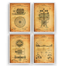 Vintage Tesla Set Of 4 Patents V2 Invention Engineer Poster Canvas Painting Print Wall Décor Living Home Art 2024 - buy cheap