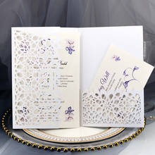 50pcs Laser Cut Wedding Invitation Card Hollow Greeting Card Elegant Customize Birthday Business With RSVP Card Party Supplies 2024 - buy cheap