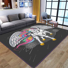 Cartoon 3D Unicorn Decor Area Rugs Soft Flannel Girls Bedroom Non-slip Floor Mat Child Play Crawl Large Carpets for Living Room 2024 - buy cheap