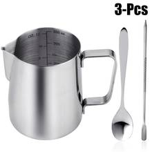 Milk Pitcher 12OZ Stainless Steel Frothing Cup Milk Frother Cup Milk Cup with Latte Art Pen and 5'' Mixing Spoon 2024 - buy cheap