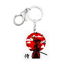 Samurai Acrylic Keyring Japanese Red Daimyo Sword Brave Charms Not 3D Keychain Gift for Women Car Key Ring Purse Gift Men Toy 2024 - buy cheap