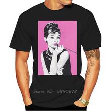 Camiseta con estampado de algodón para hombre, camisa de cuello redondo para actriz Audrey Hepburn, divertida, Harajuku, de verano 2024 - compra barato