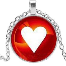 2019 New Playing Cards Color Necklace Jewelry Pendant Crystal Convex Round Glass Necklace Gift 2024 - buy cheap