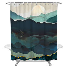Watercolor Moon Green Waterproof Fabric Shower Curtain Polyester Shower Curtains Bathroom Decoration Accessories Cortinas 2024 - buy cheap