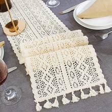 Corredor de mesa de macrame de algodão, corredor de mesa vintage de crochê com borlas, para mesa de jantar de casamento, estilo boêmio (24x cm) 2024 - compre barato