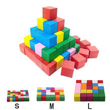 Hot Sale Square Cubes Baby Kids Stacking Stack Up Learning Education Toys Gifts Colorful Wooden Stacking Up Building Blocks 2024 - buy cheap