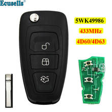 Flip Remote key 3 Button For Ford Focus Mondeo C-max 433MHZ with 4D63 or 4D60 chip or no chip HU101 uncut blade 2024 - buy cheap