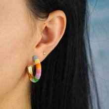 charm geometric gold color rainbow circle hoop earring fashion candy ear jewelry bohemian style women girl wedding party date 2024 - buy cheap