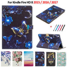 Case For Amazon Kindle Fire HD 8 2017 2016 2015 Cover Butterfly Flowers Ebook Reader Cover For Kindle Fire HD 8 Case Funda + Pen 2024 - buy cheap