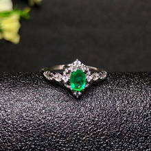 Colfe joias vintage 925, anel de prata esmeralda 4*6mm, anel em prata esmeralda natural 925, presente para mulheres 2024 - compre barato