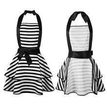 Retro Aprons Halter Neck Striped Apron Vintage Maid Kitchen Working Cooking Aprons Dress for Women Ladies Household Cleaning 2024 - buy cheap