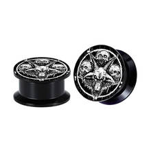 JUNLOWPY Black Acrylic Logo Ear Flesh Tunnels Screw Ear Gauges Plugs Expander Body Piercing Jewelry for Men and Women 160/320pcs 2024 - buy cheap