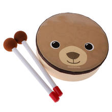 Tambor con patrón de oso de dibujos animados, Juguete Musical, instrumento de percusión con palos de tambor 2024 - compra barato
