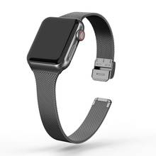 Silm strap For Apple Watch band 40mm 44mm iWatch Band 38mm 42mm Accessories Meatl Milanese bracelet Apple watch serie 3 4 5 6 se 2024 - buy cheap