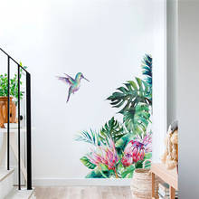 Adesivos de parede com folhas e flores tropicais, decoração para quarto e sala de estar, mural de decoração para casa, decalques removíveis, papel de parede 2024 - compre barato