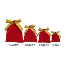 10 piezas por lote de bolsas de terciopelo, bolsas de embalaje de joyería con cordón, Navidad/dulces/bolsas de regalo de boda, color Rojo 2024 - compra barato