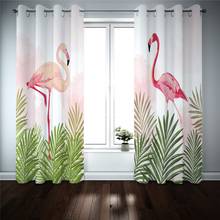 Flamingo Window Curtains 3D Print Cartoon Pink Animal Curtains Home Textile Window Drapes Plants Blackout Window Treatments 2024 - buy cheap