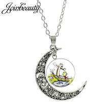 JOINBEAUTY Cartoon Animal Library Books Santa Claus Christmas Moon Necklace Beauty Glass Pendant Jewelry Necklace Women T158-20 2024 - buy cheap