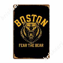 O urso hóquei cuidado com os fãs de esportes de boston placas de metal pub decoração personalizada de parede sala de estar cartazes de latão 2024 - compre barato