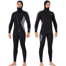 5mm neoprene wetsuit uma peça de manga comprida mergulho terno homem caça submarina mergulho surf inverno grosso roupa de banho térmica 2024 - compre barato