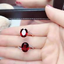 Real S925 Sterling Silver Natural Pigeon Blood Garnet Ring Fashion Charming Fine Jewelry for Women Free Shipping MeiBaPJ FS 2024 - buy cheap