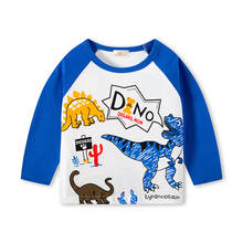Camisa de algodão de manga comprida para crianças, camiseta de desenho animado para meninos com dinossauro, camisetas para crianças primavera 2021 2024 - compre barato