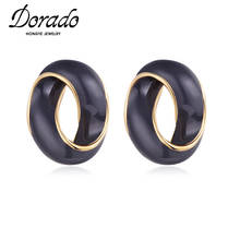 Pendientes dorados geométricos para mujer y niña, aretes de tuerca Vintage, laca negra Simple, joyería para fiesta, accesorios Brincos, 2021 2024 - compra barato