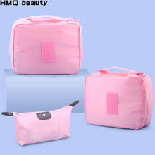 Розовая косметичка, вместительная многофункциональная дорожная сумка-Оксфорд, портативная водонепроницаемая сумка для хранения, для мужчин и женщин 2024 - купить недорого