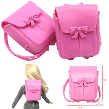 NK 2 Pcs/Set Doll Cute Mini Plastic Pink Bowknot Backpack Schoolbag  for Barbie  Accessories Kids Toys Gift DZ 2024 - buy cheap