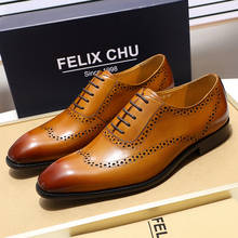 Luxury Brand Design Genuine Leather Brogue Shoes Men Breathable Lace Up Pointed Toe Formal Dress Shoes Party Office High Quality 2024 - купить недорого