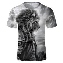 Camiseta con estampado de animales para hombres y mujeres, camisa de manga corta con armadura de León en 3D, color negro, ropa de marca, 2020 2024 - compra barato