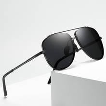 Солнцезащитные очки Мужские поляризационные, авиаторы в оправе, для вождения ночью, брендовые дизайнерские, UV400 2024 - купить недорого