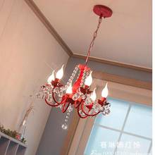 Princess Girl Pink Crystal lighting Children's Room LED candle Chandelier Dining Room Lamp Mediterranean blue black chandeliers 2024 - buy cheap