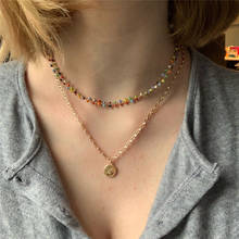 Женское Ожерелье с кулоном, многослойное ожерелье золотистого цвета с бусинами в Европейском стиле, рождественский подарок, 2019 2024 - купить недорого