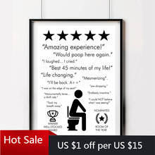 Black White Bathroom Quote Sign Print Poster Amazing Experience Would Poop Here Again Toilet Wall Art Canvas Painting Room Decor 2024 - buy cheap