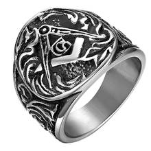 Boniskiss anel masculino vintage maçônico de aço inoxidável, anel dourado estilo punk maçonaria retrô joias de festa 7 a 13 tamanhos 2024 - compre barato