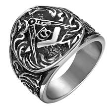 BONISKISS Vintage Men's Vintage Masonic Stainless Steel Ring Gold Punk Style Mason Retro Party Jewelry 7 to 13 size 2024 - buy cheap