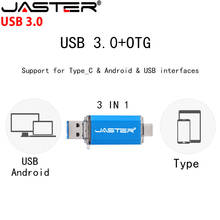 JASTER Новый USB 3,0 2 в 1 OTG (Android & PC & Type_C) флеш-накопитель металлический пользовательский флеш-накопитель 128 Гб 64 ГБ 32 ГБ 16 ГБ 8 ГБ 4 ГБ свадебные подарки 2024 - купить недорого