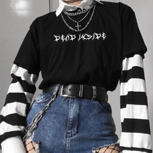Camisetas oversize con estampado de letras de Dead Inside para mujer, ropa gótica de manga corta, Grunge, Tumblr, Verano 2024 - compra barato