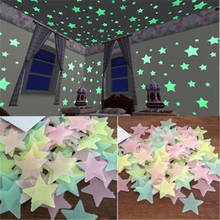 Adesivos de parede luminosos fluorescentes 3d, 50 peças, estrelas brilham no escuro para decoração de casa, quarto, bebê 2024 - compre barato