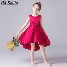 HS Kellio Flower Girl Dress Red Wine With Bow Satin Wedding Party Gowns For Baby Girls 2024 - buy cheap