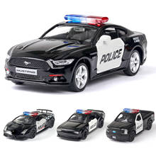 Coche de policía Lambor Dodge Ford Mustang F150 de alta simulación, camioneta de aleación, coche extraíble, juguetes para niños, 1/36 2024 - compra barato