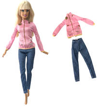 Nk nova boneca casual estilosa para barbie, roupa rosa de manga comprida para festa, design superior para boneca barbie e presente infantil 7x 2024 - compre barato